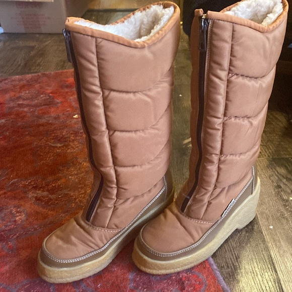 NORDICA Vintage Apre Ski Puffer Wedge Knee High Boots Camel Brown Size 38 (7) - Picture 2 of 3